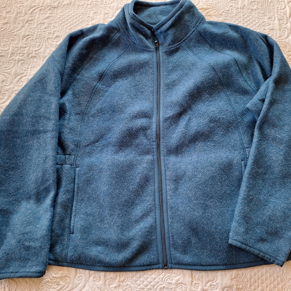 Blue Zip-Up Fleece Jacket, Fleece, TEK GEAR On The Go Jacket 2X